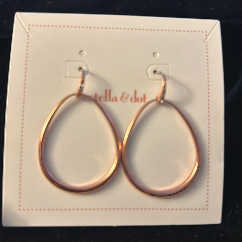 Stella & Dot rose gold pave drop earrings